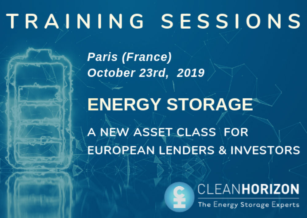 SPECIAL TRAINING SESSIONS: Energy Storage, a new asset class for European lenders & investors